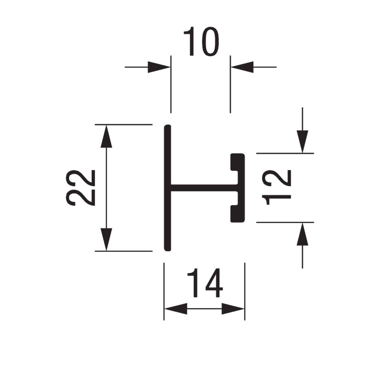 Horizontaal H-profiel PRH10V 4m alu zwart