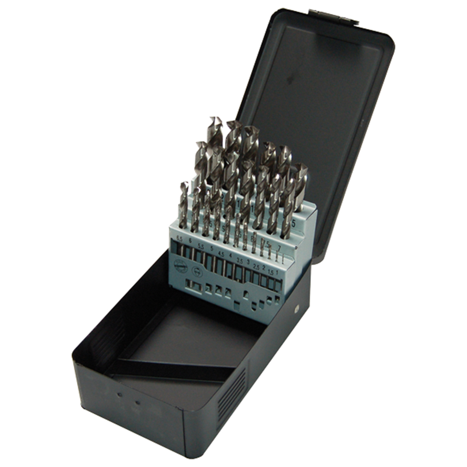 Set 25 metaalboren 1-13mm casette