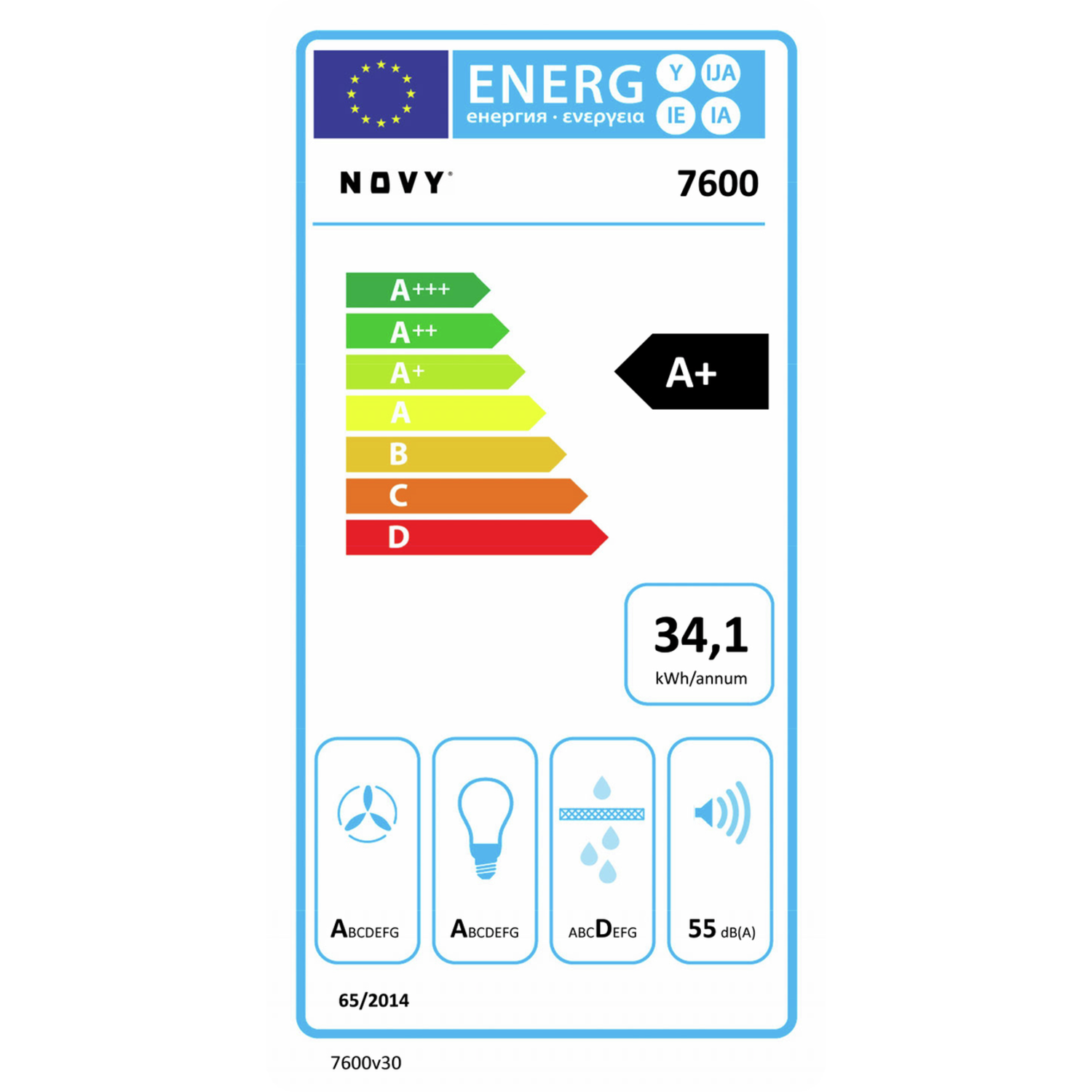 Novy Flatline 90 cm RVS wanddampkap