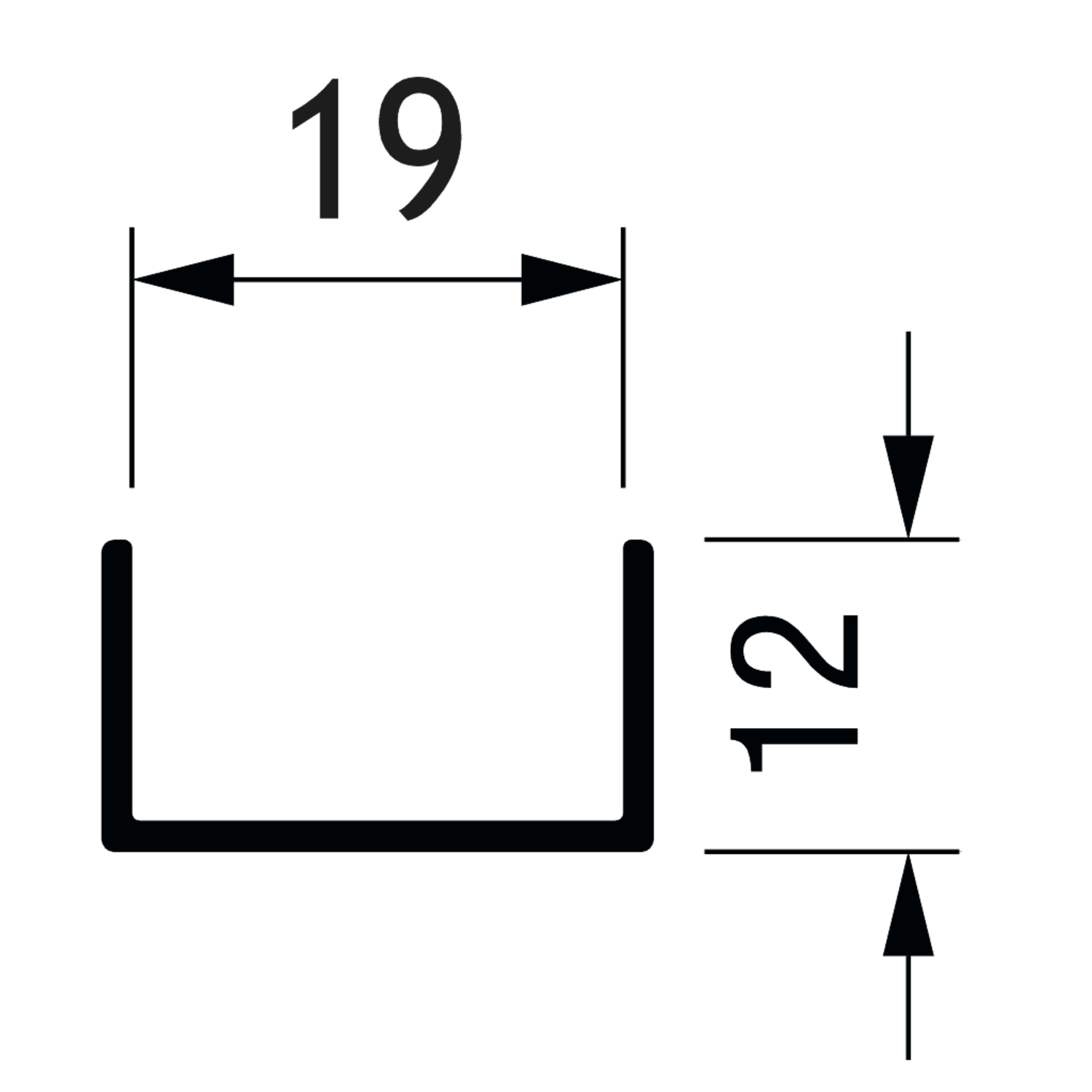 Horizontaal U-profiel PRU19-85 4m alu wit