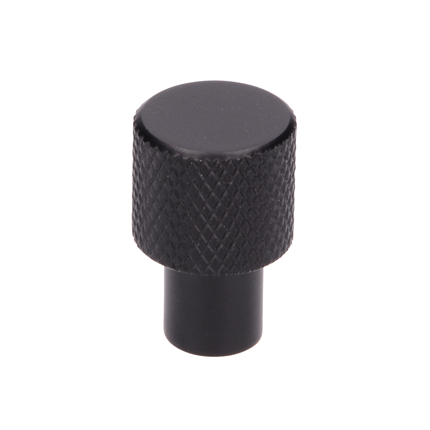 Knop 16mm alu geribbeld maT-zwart