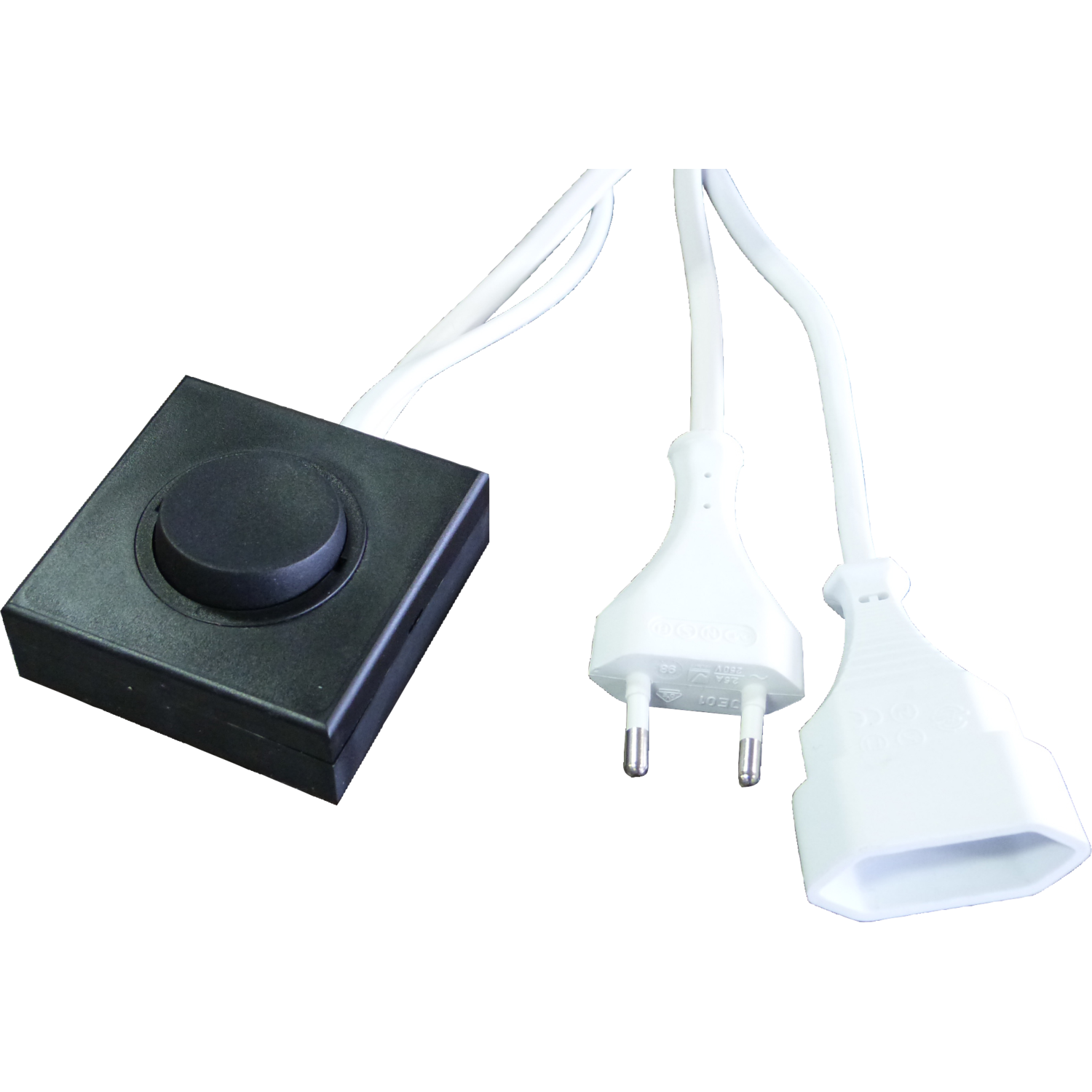 Opbouwschakelaar zwart + 2x2m kabel
