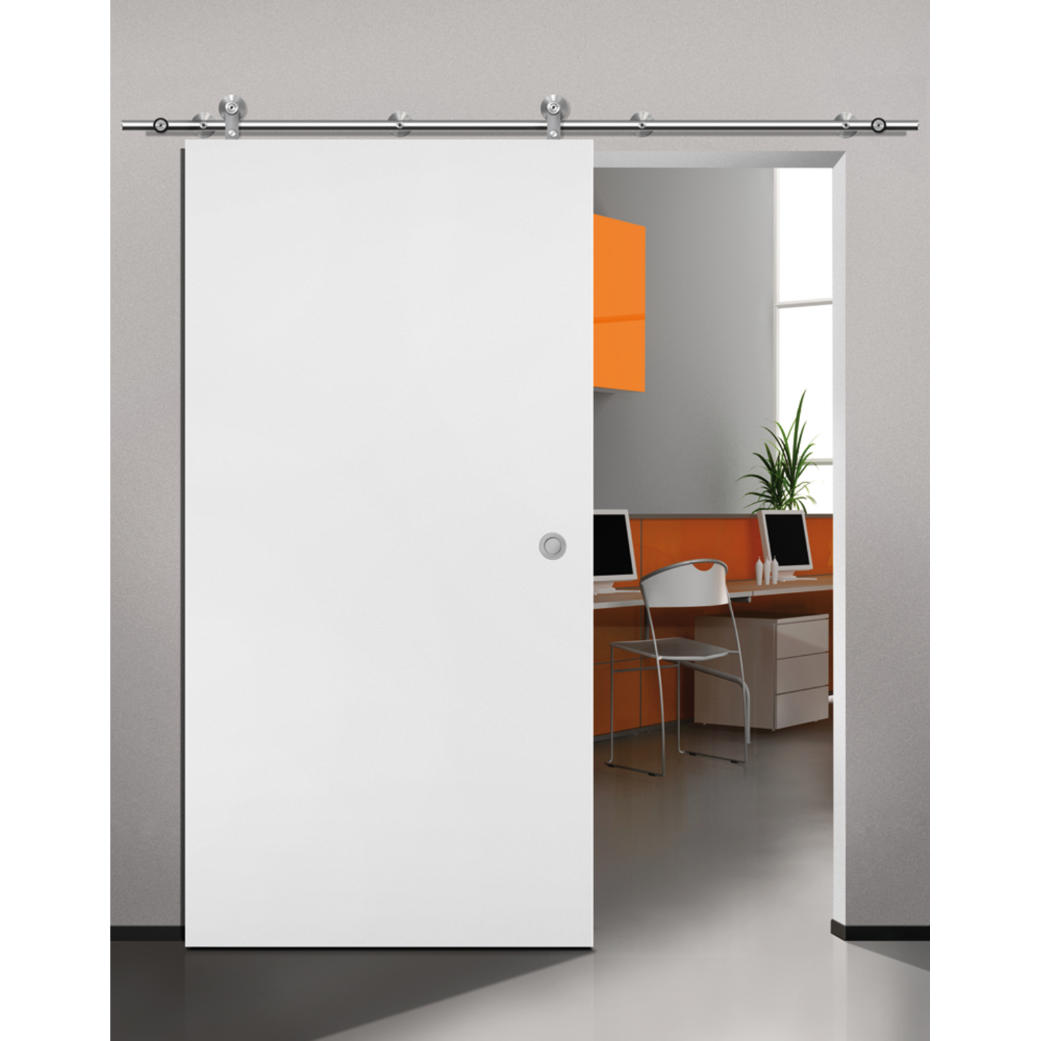 Flatec V schuifdeurset 100kg l.1800mm voor deurbladbreedte 750-900mm