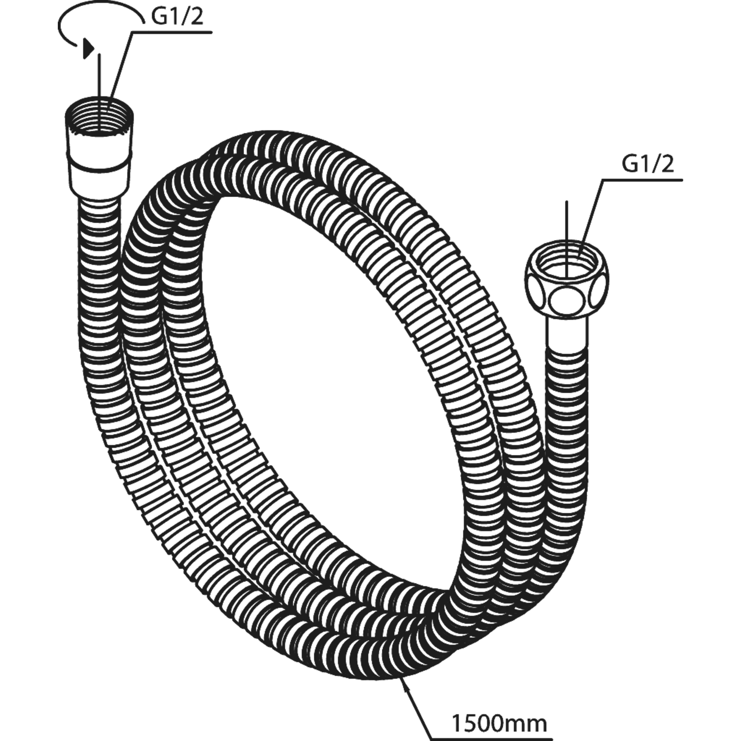 Damixa douche slang 150cm mat zwart mat zwart