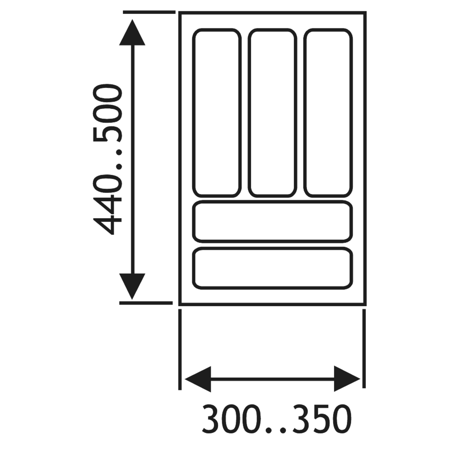 Inleglade k.40 cm alu grijs b301-350 d440-500 mm