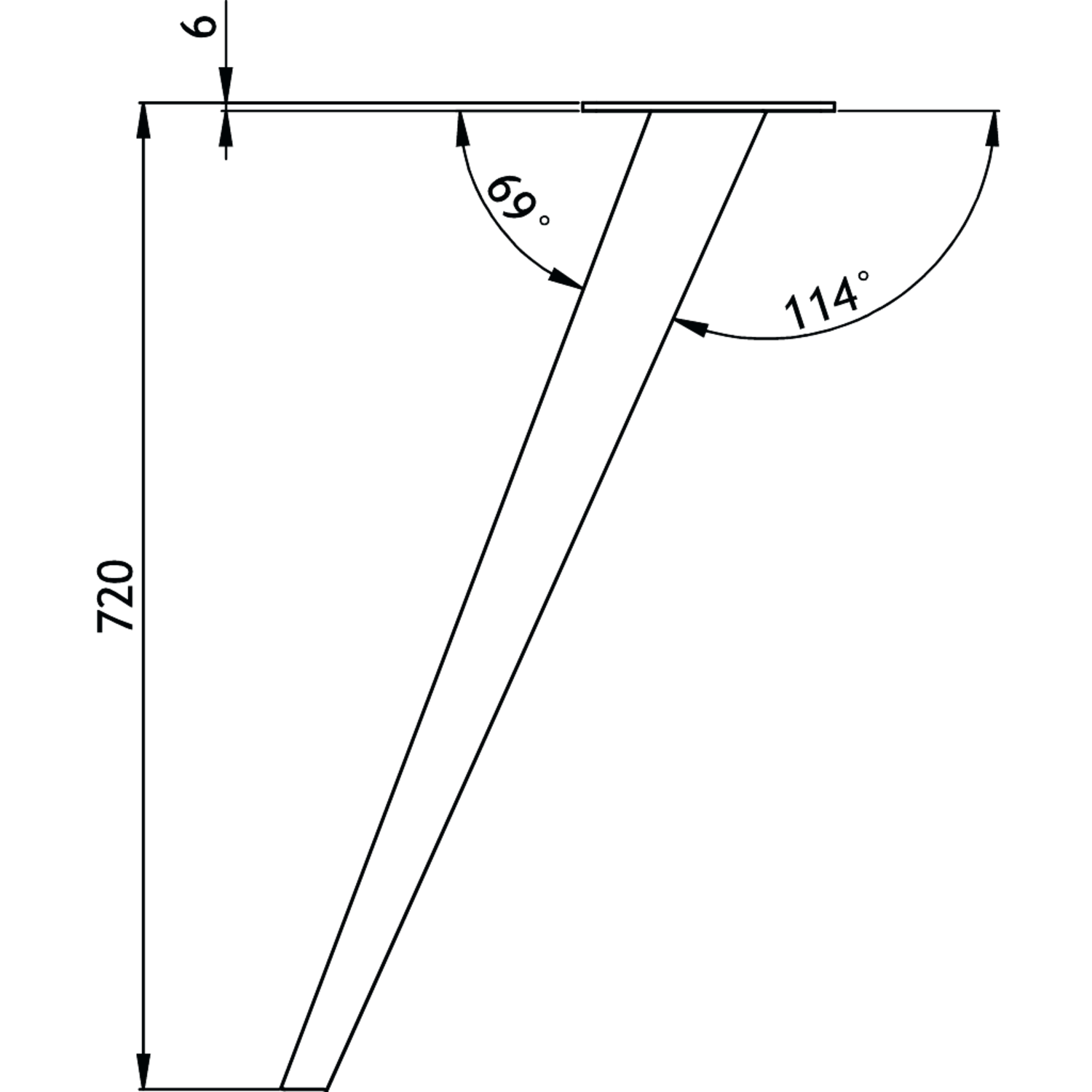 Tafelpoot spider 72x40 mat zwart (4 st)