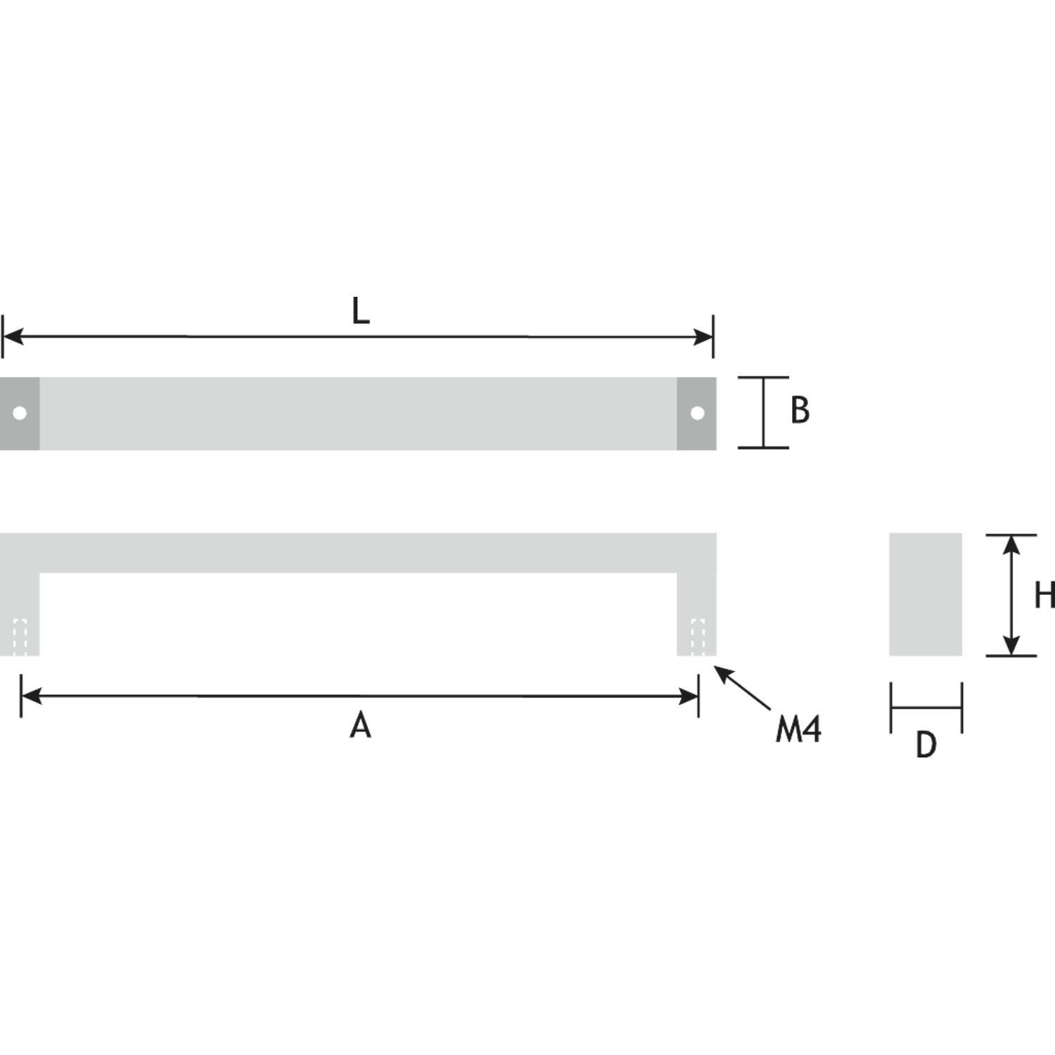 Greep hios pal 192x20x6mm RVS