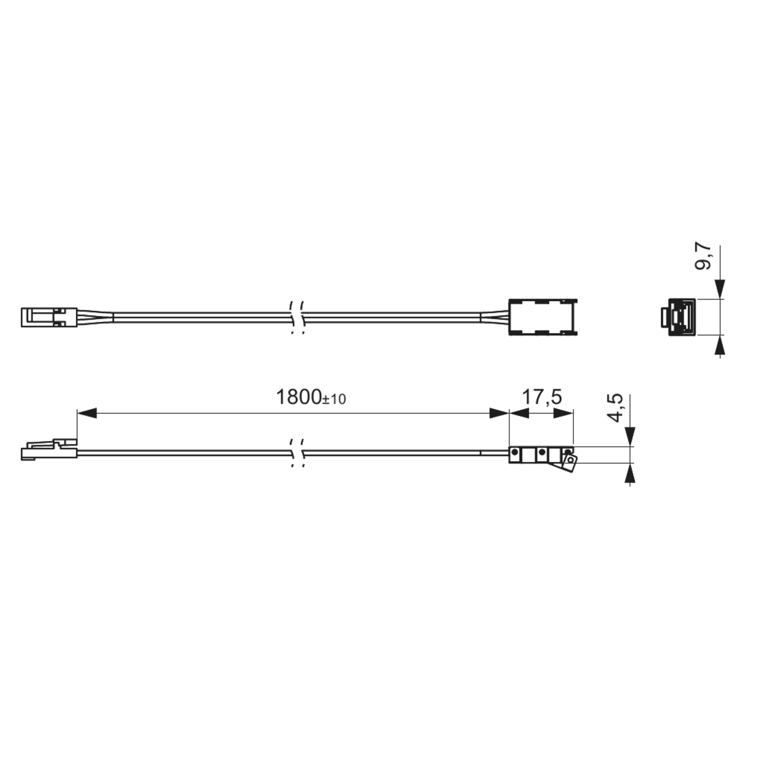 Aansluitkabel l1800mm COB/SMD 8mm 24v