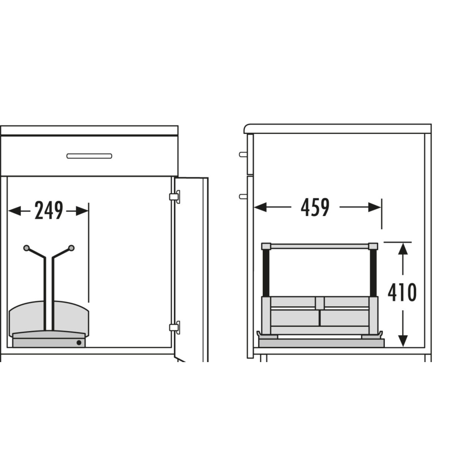 Hailo carry uitschuifbaar 395x245x459mm2 uitneemba 2 uitneembare manden