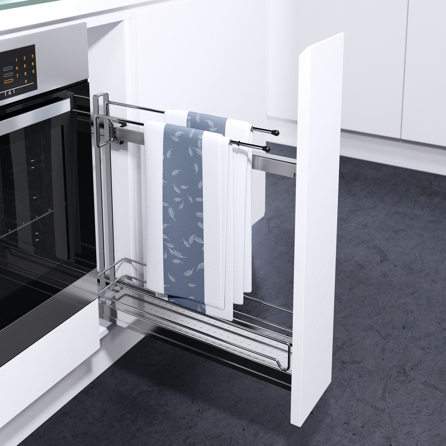 Vs sub slim uittrekmand + handdoekdrager chroombxh bxhxd 150x530x495mm