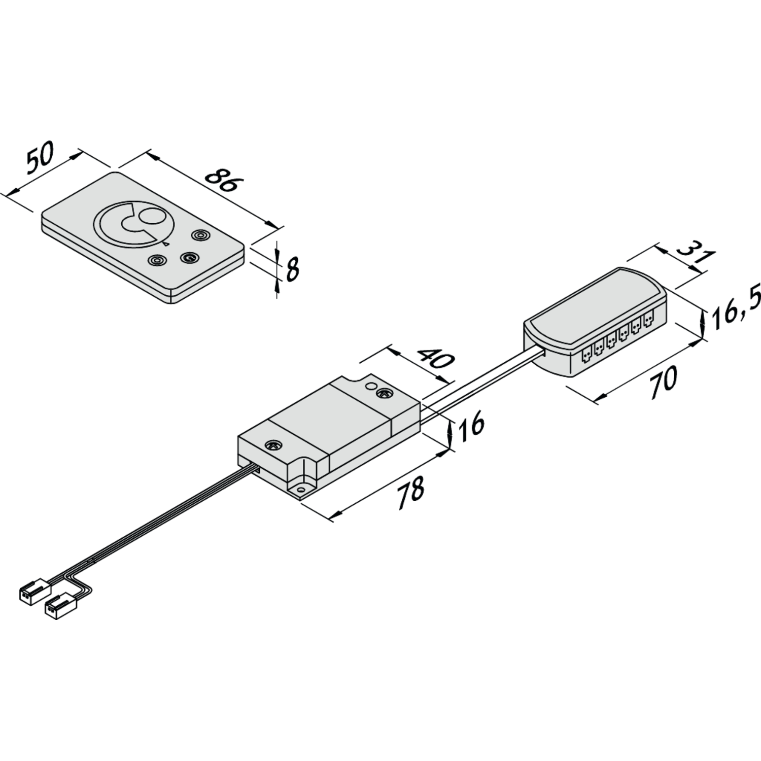 Hera dim-controler 24V 80W zwart