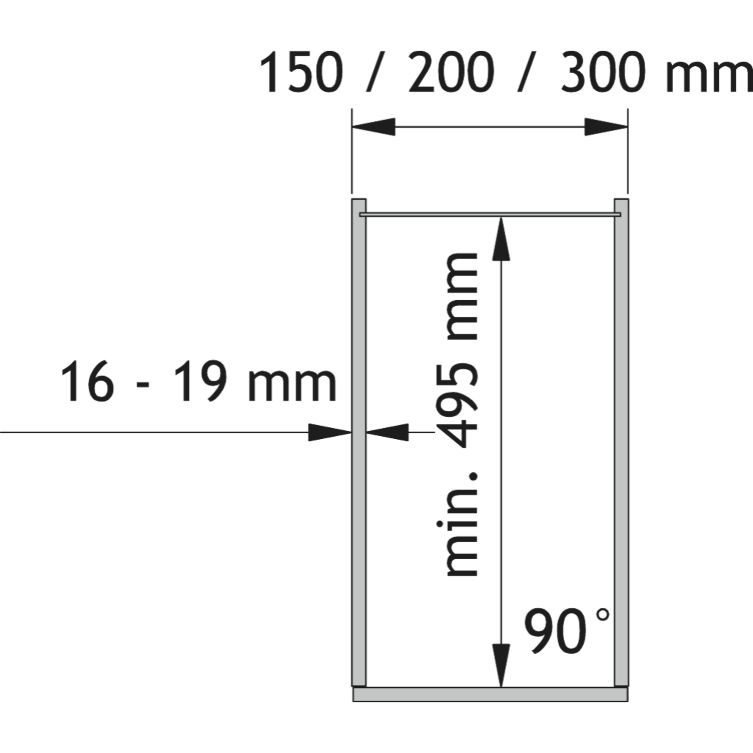 Kader zijdelingse bevestiging dsa2 571mm 20kgSoftc SoftClose
