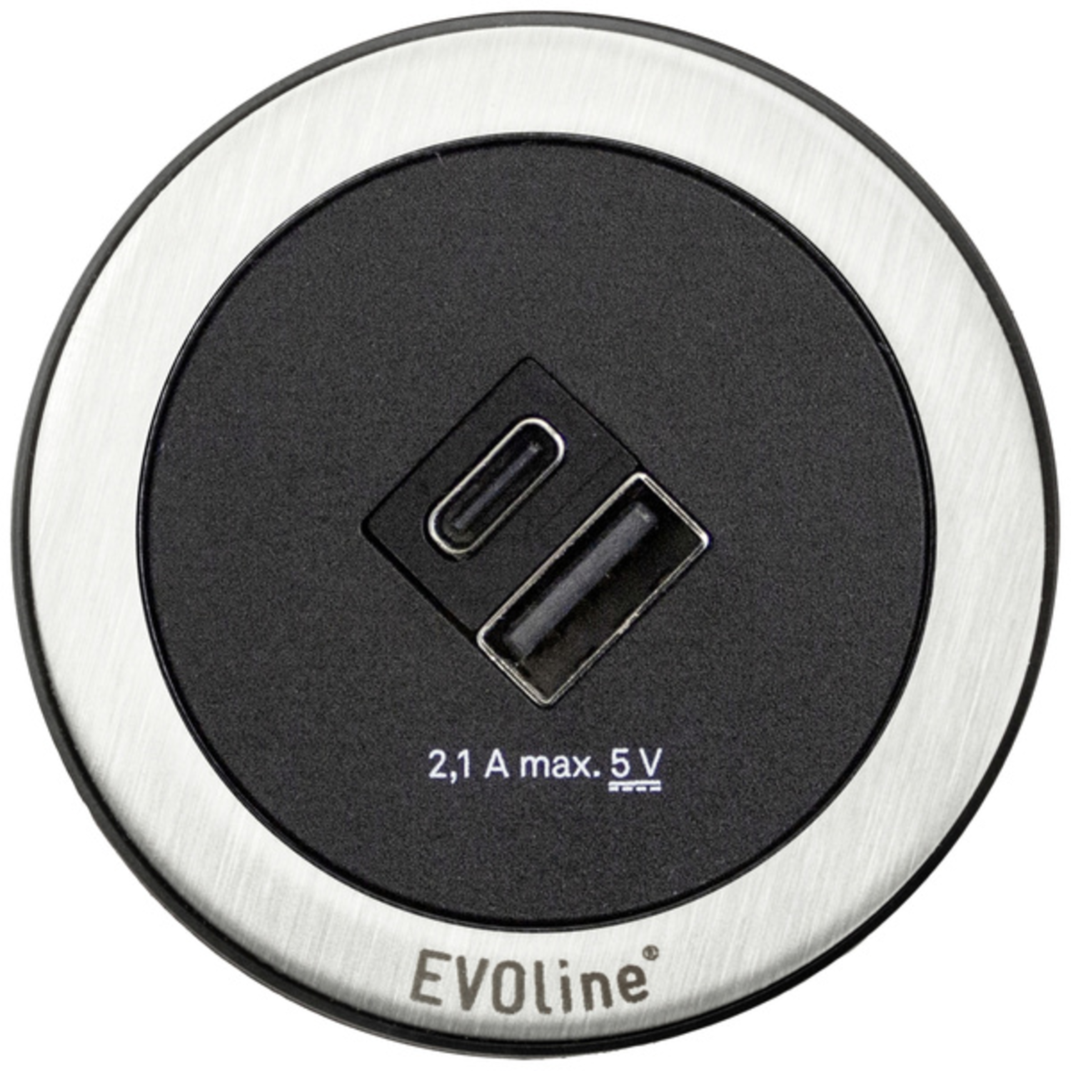 Evoline One usb a/c charger 5v 2.1a rvs/zwart