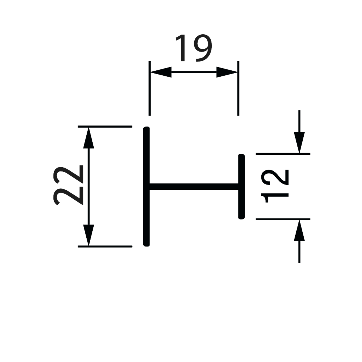 Horizontaal H-profiel PRH19-85 4m alu wit