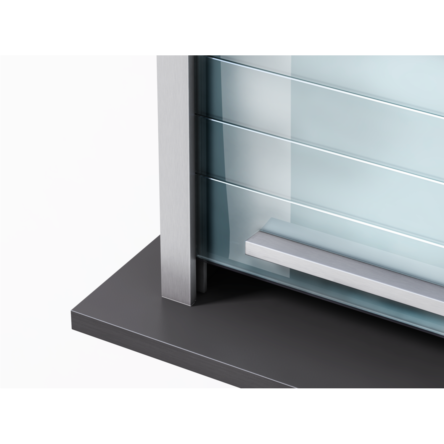 Quasar Reflex glas-rolluik 600 x 1500mm satinato rvs-look voorliggend