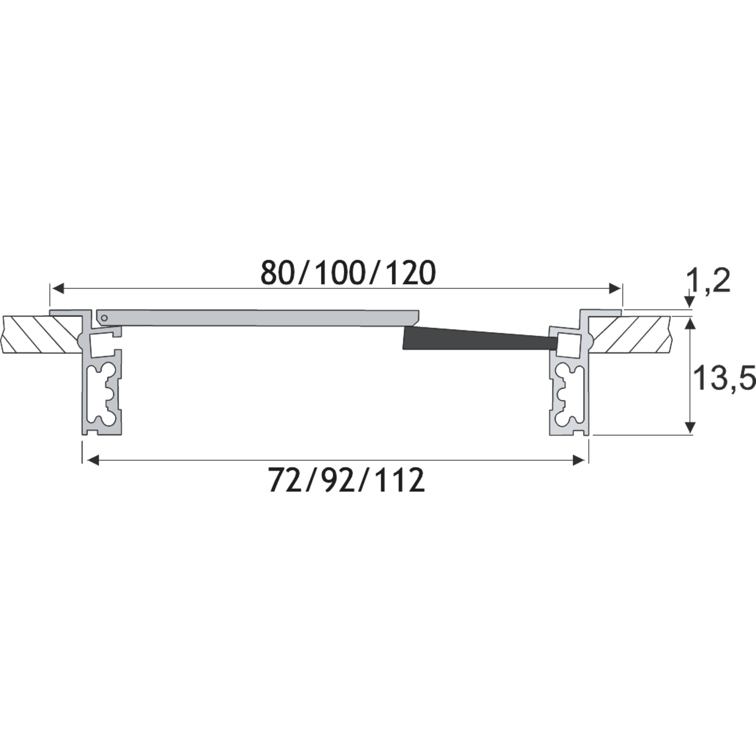 Kabeldoorvoer Exit titanium 100x240x13.5mm+deksel