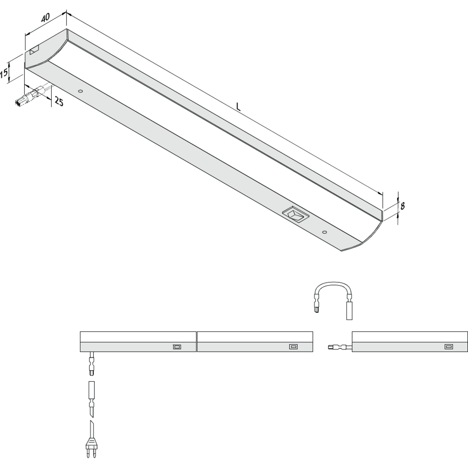 Hera Led Modulite F 900mm 15W 230V 3000K zwart