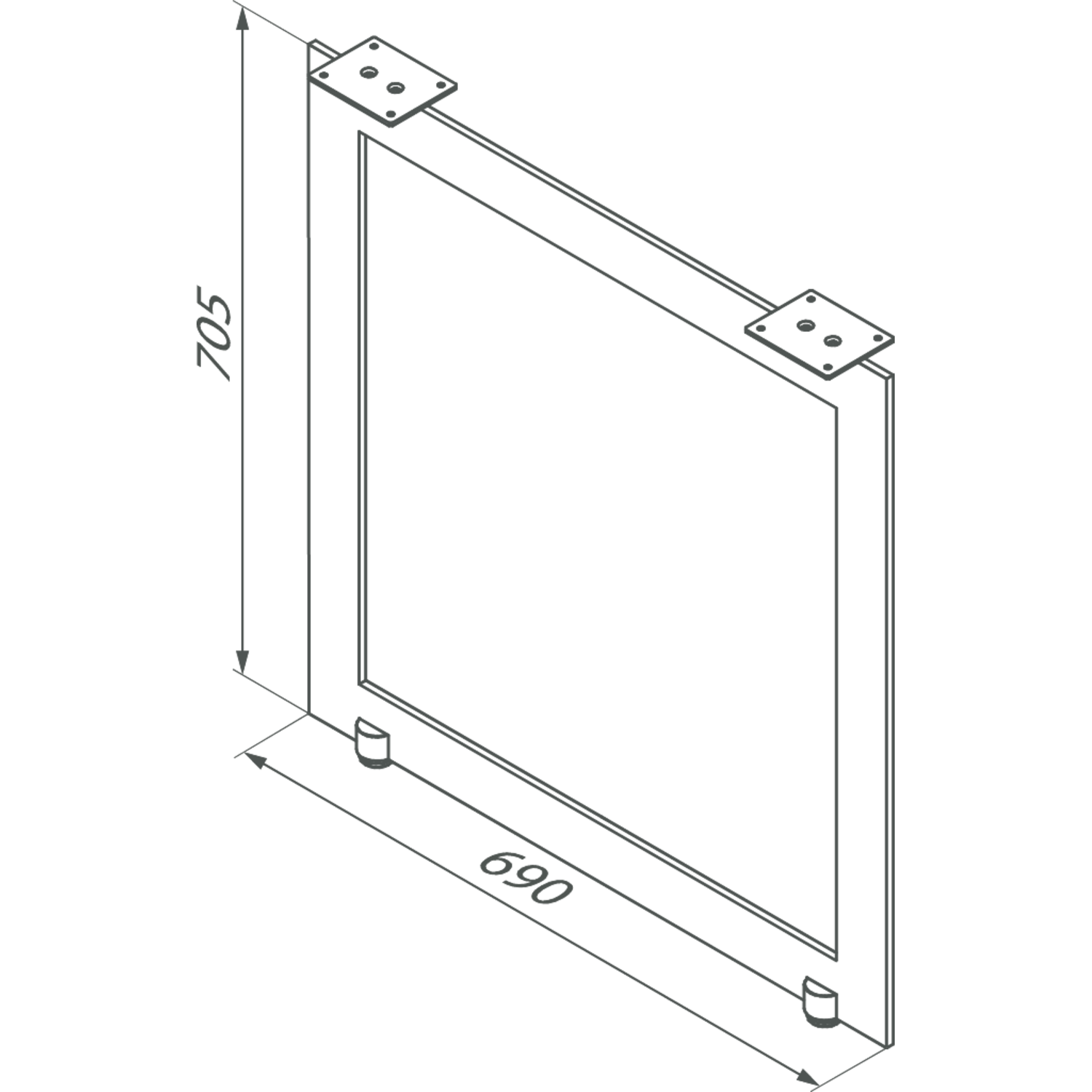 Tafelpoot milano vr aanbouwtafel rvs 690x700mm
