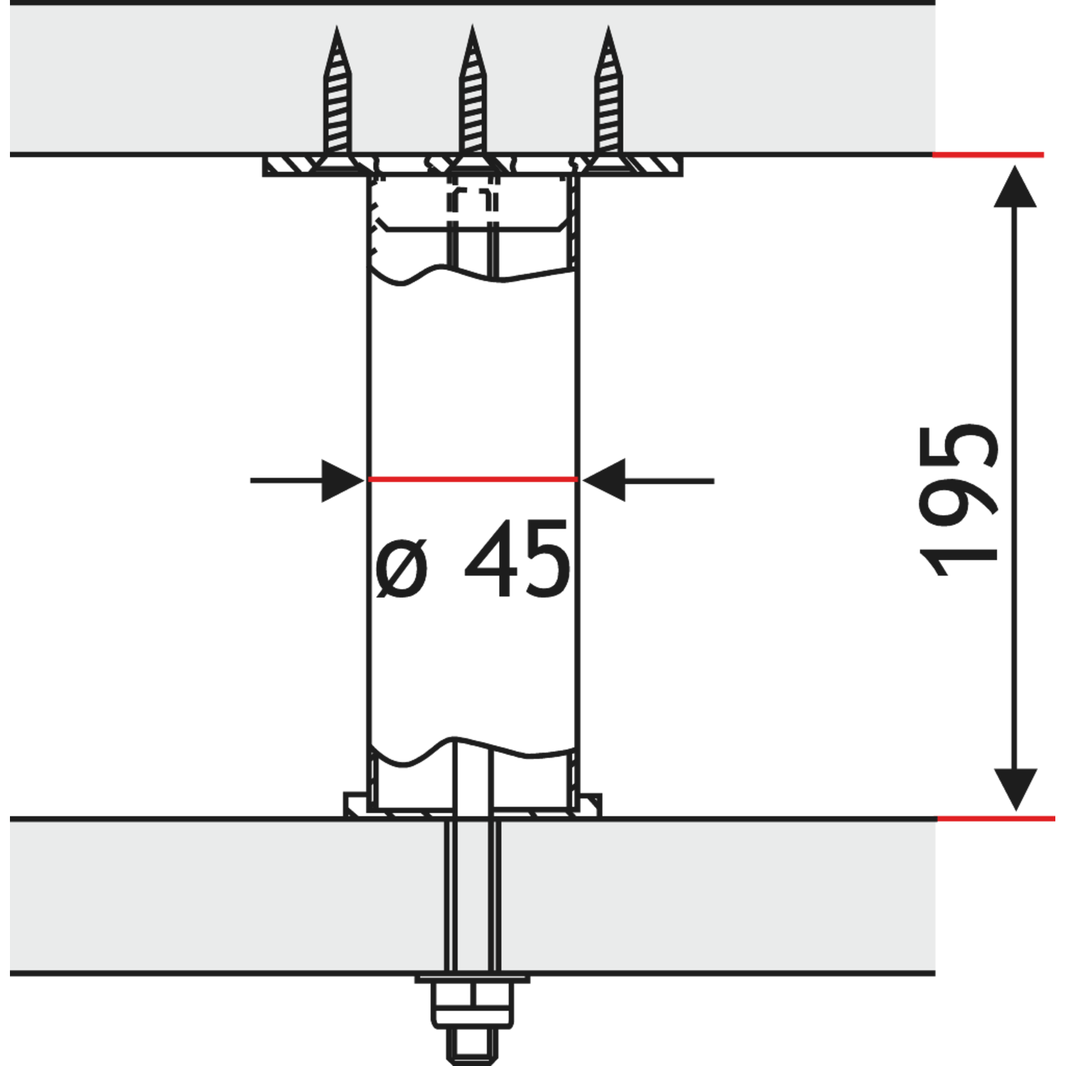 Barsteun rond d.45mm chroom mat