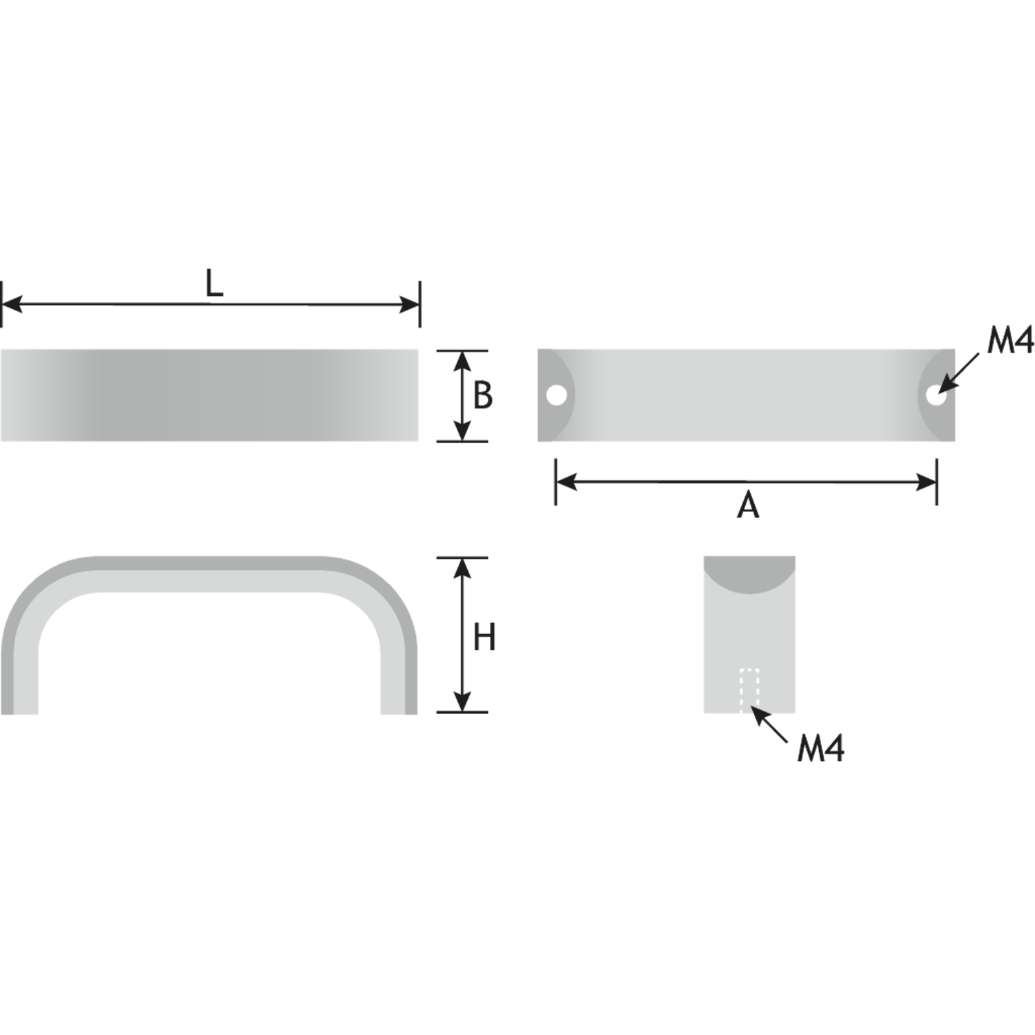 Greep SENSE MINI BA96 L103 aluminium rvs-look