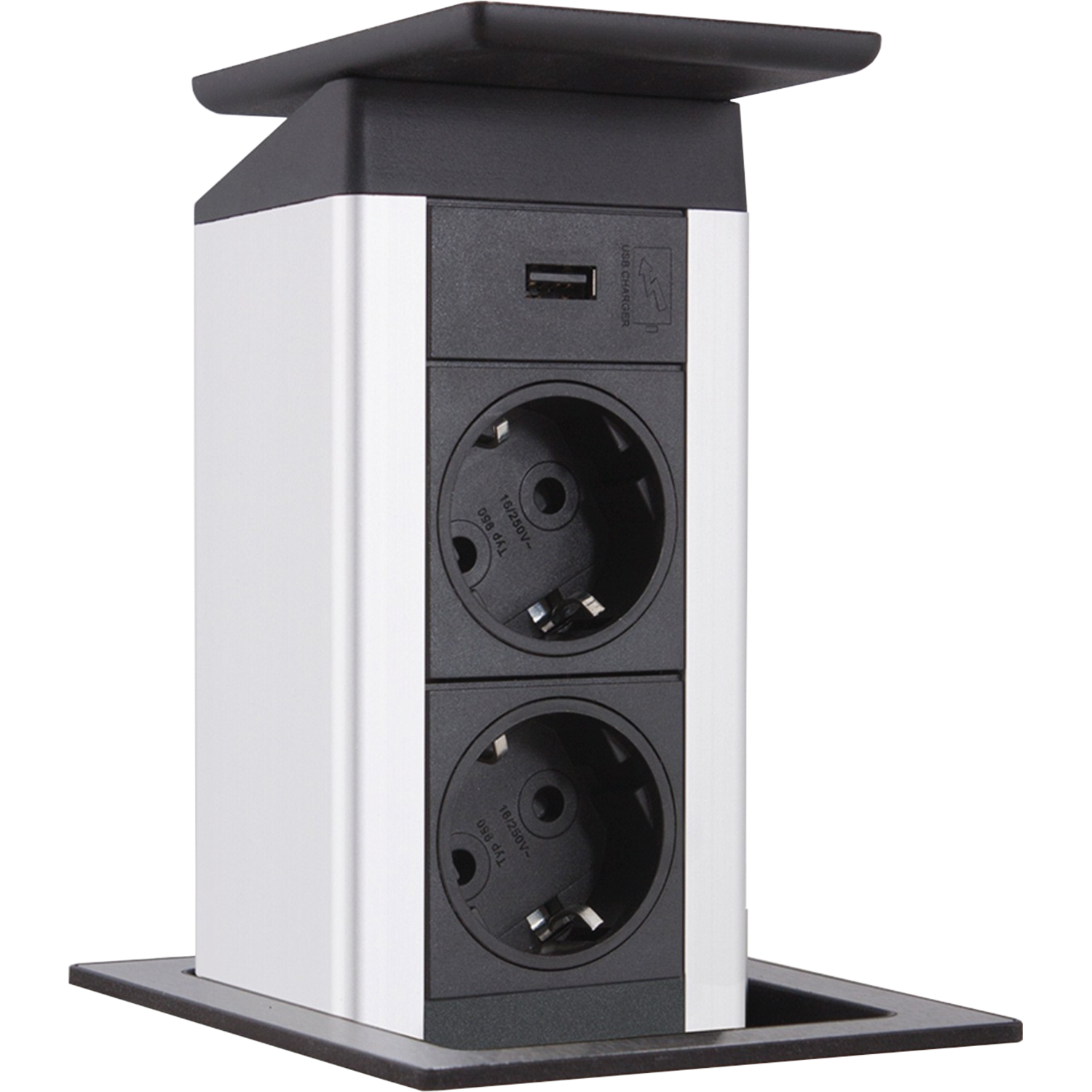Evoline port push cuisine charger rvs nl-d-l2 stop 2 stopcontacten/1 usb charger