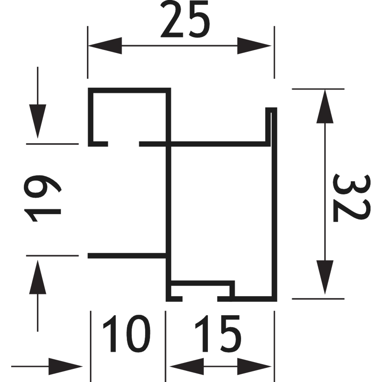 Vertikaal profiel TR19-S85 2.6m alu zwart