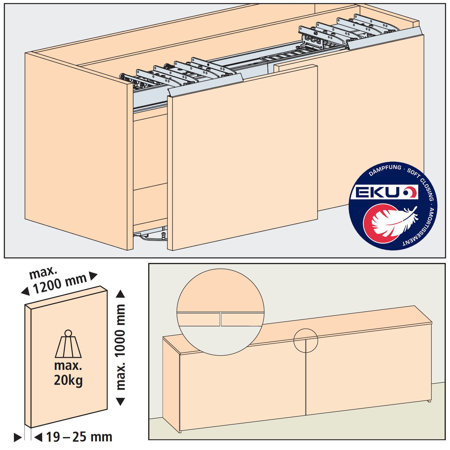 Hawa Frontino 20 H FS garnituur, type S4, 1800-1999 mm, 2 deuren
