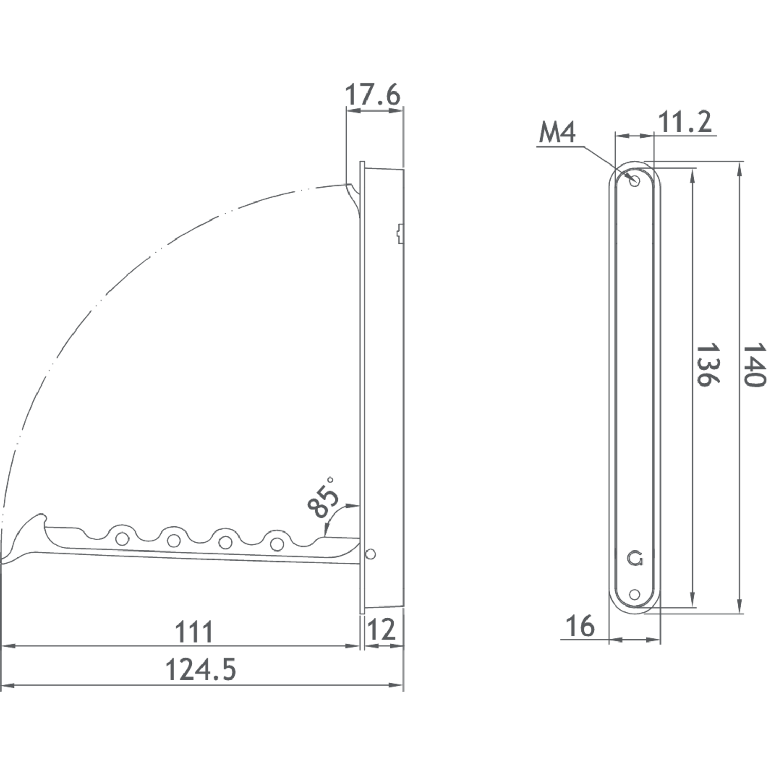 Inbouw klederhouder 140mm rvs look