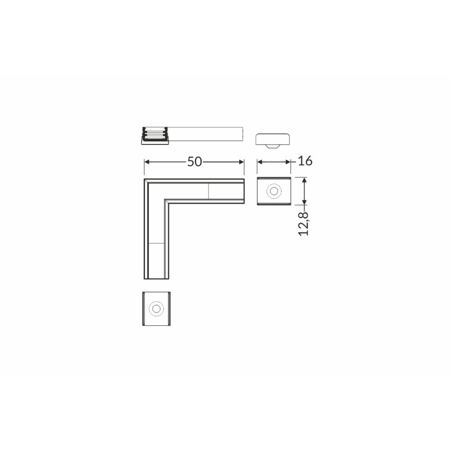 Led hoekprofiel 90° sliM8 zwart geanodiseerd