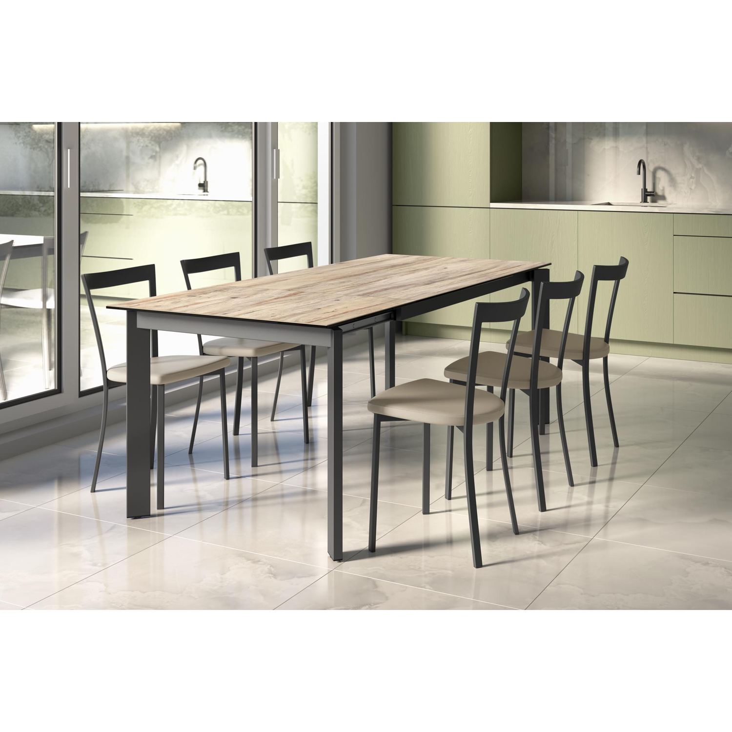 Tafel uitsch. poker 120x80 zwart-keramisch basalt