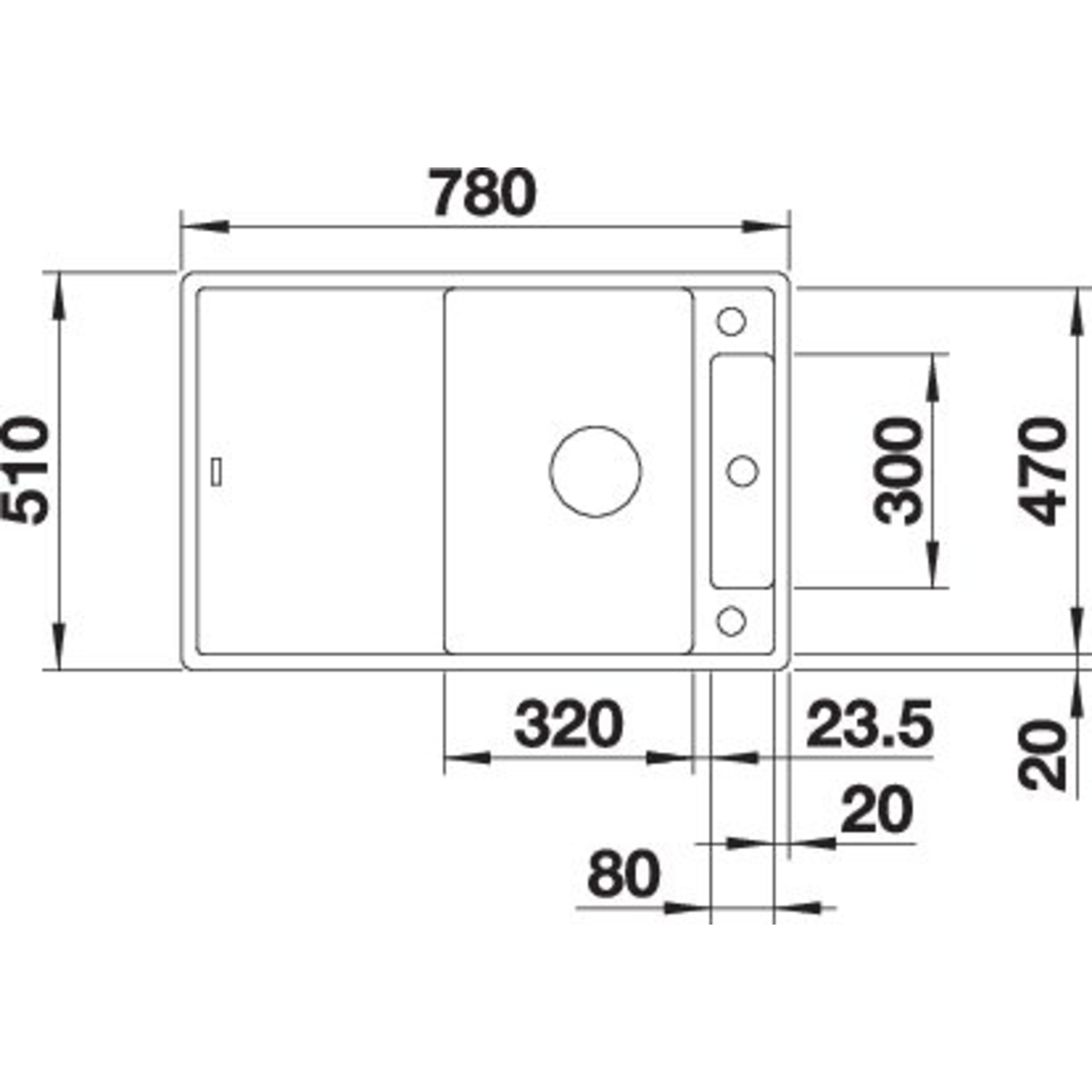 Blanco Axia III 45 S café automatische bediening