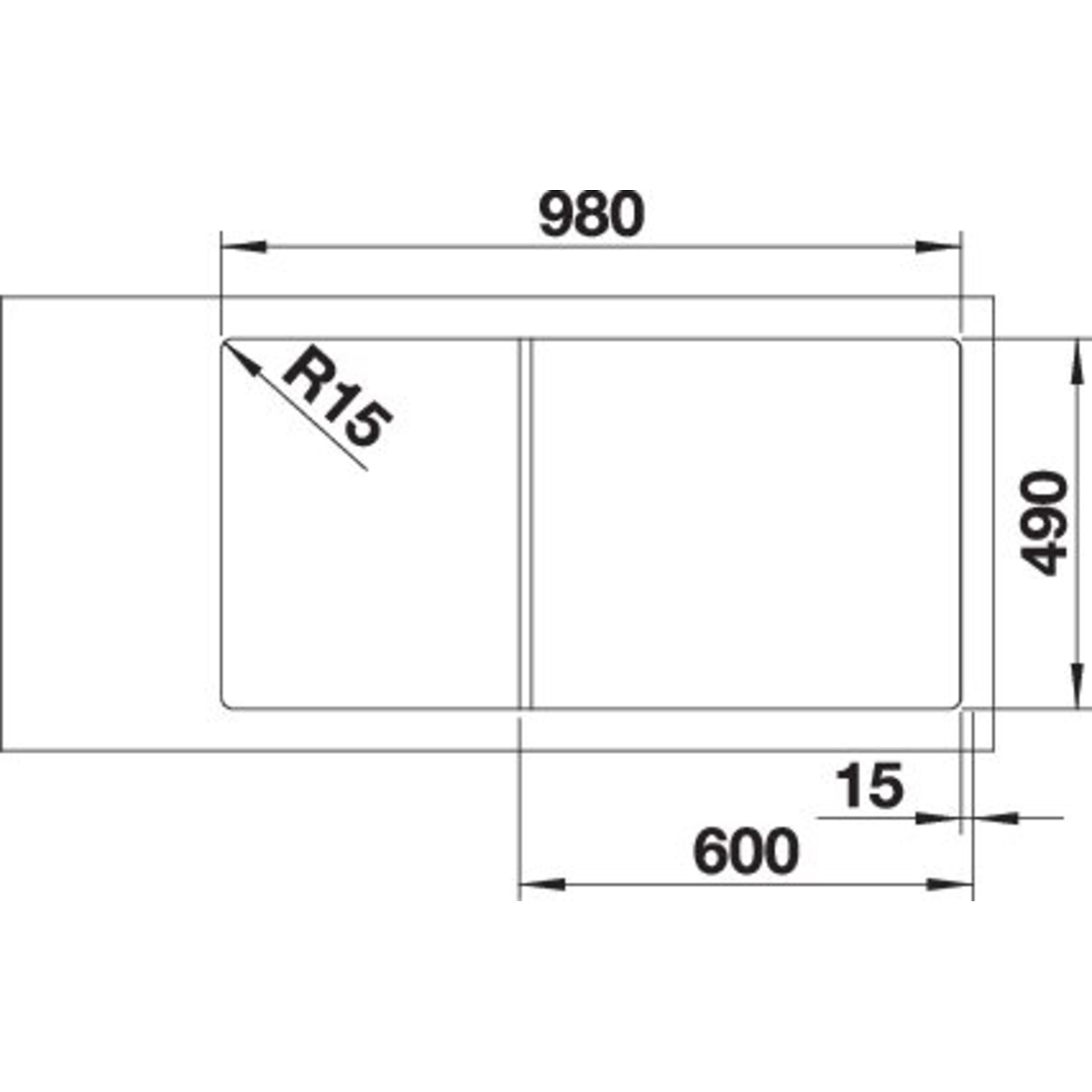Blanco spoeltafel axia iii xl 6 s antr man+pl es