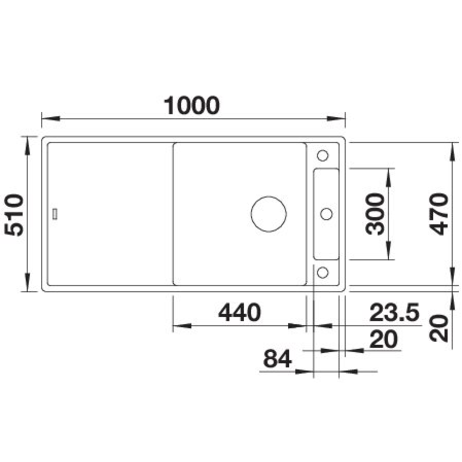 Blanco spoeltafel axia iii xl 6 s antr man+pl es