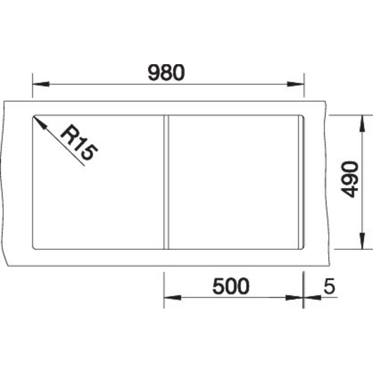 Blanco spoeltafel claron 5 s-if bl auto links