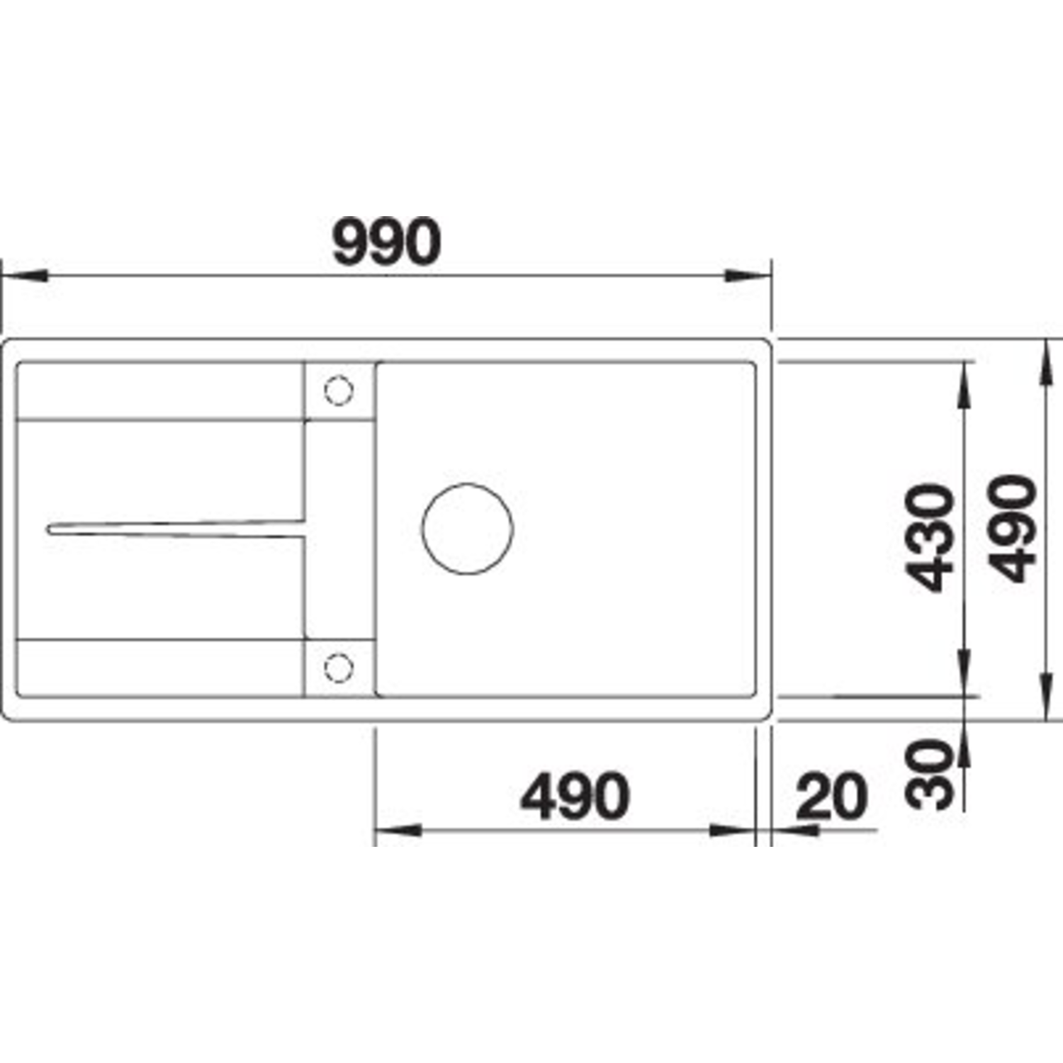 Blanco spoeltafel metra xl 6 s-f café auto.