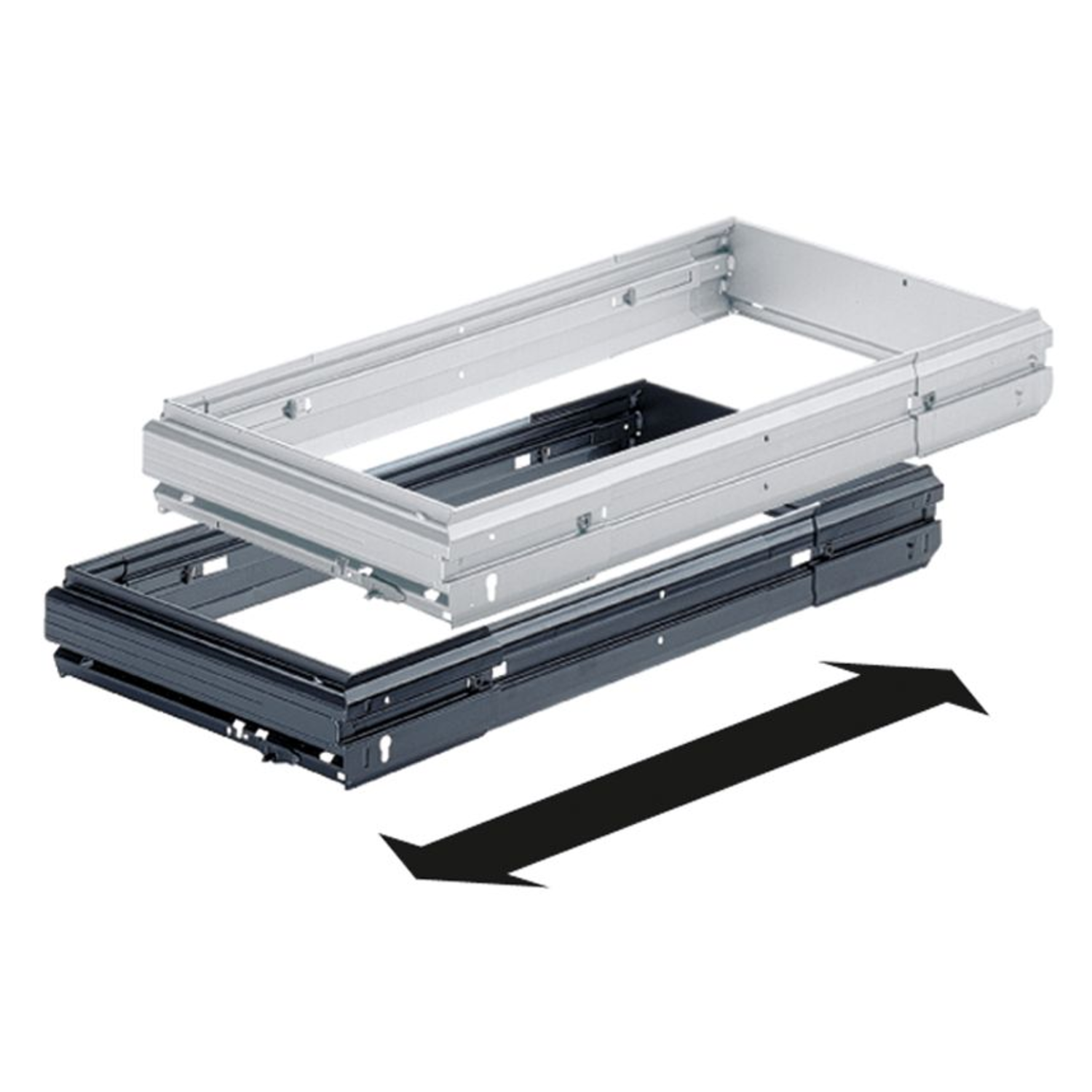 Traploos in de breedte verstelbaar hangmapregisterframe Systema Top 2000, 
 534 - 706, Aluminiumkleurig