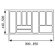 Inleglade k.90 cm alu grijs b801-850 d440-500 mm