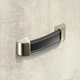 Greep Agliano, boorafstand 128, L 142 mm, B 25 mm, H 17 mm, Donkerbruin leer / roestvrij staal finish geborsteld