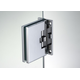 Scharnier wand/glas met geveerde terugslag draagvermogen 50 kg, voor 10/13.5 mm glas, B80 H100, geborsteld rvs effect