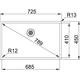 Box - Vlakbouw-, SlimTop- en onderbouwspoelbak / 725 x 450  mm/ Glad