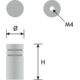 Knop RVS dia. 15mm h30mm met 2 groeven