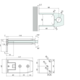 Verstelbare laterale scharnier wand/glas, voor 8/12 mm glas, B110 H60, geborsteld rvs effect