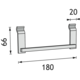 KOS HAAKREK ALU ZWART  66x180x10mm