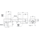 Stabilisatiestang wand/glas met dubbele scharnier, voor 8/12 mm glas, L557, geborsteld rvs effect