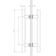 Paar ronde deurgrepen, voor 6/17.5 mm glas, B16 L300, glanzend rvs