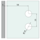 Vierkant scharnier wand/glas voor smalle deurposten, voor 8/12 mm glas, B85 H65, glanzend rvs