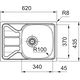 Flash - inbouwspoeltafel/ 620x435mm/ 1 bak/ omkeerbaar