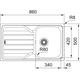 Flash - Inbouwspoeltafel / 860 x 500 mm / 1 bak / Glad / Omkeerbaar
