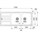 Flash - Inbouwspoeltafel / 1160 x 500 mm / 2 bakken / Glad / Omkeerbaar