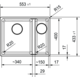 Maris - Onderbouwspoeltafel / 553 x 433 mm / 2 bakken / Grote bak links / Zwart Mat
